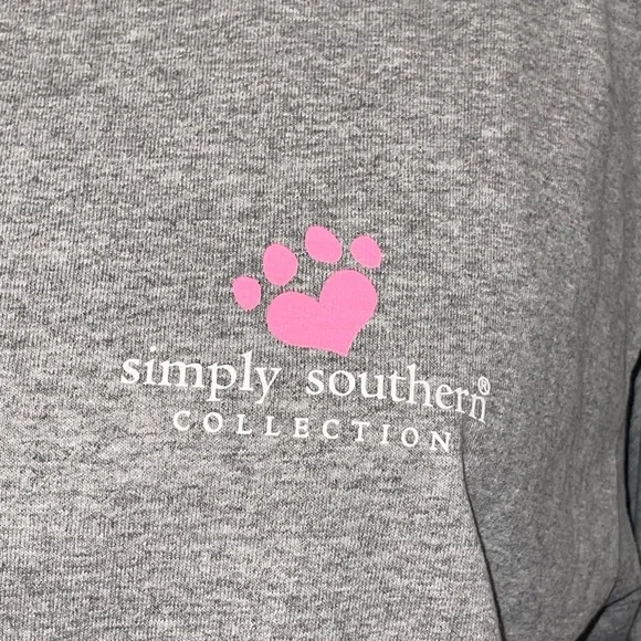 Simply Southern Heather Gray Long Sleeve Tee with Pink Logo - Picture 2 of 5